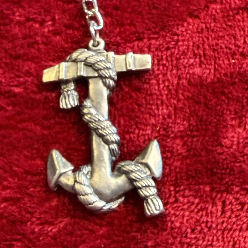 Silver Tone Nautical Anchor Rope‎ Keychain Maritime Boating Key Ring Charm